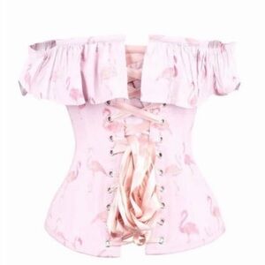 Corset Story Pink Flamingo Corset Top with Sleeves